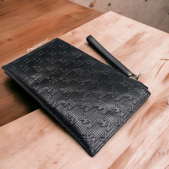 Michael Kors Wristlet in Black Embossed MK NWT - Picture 3 of 5